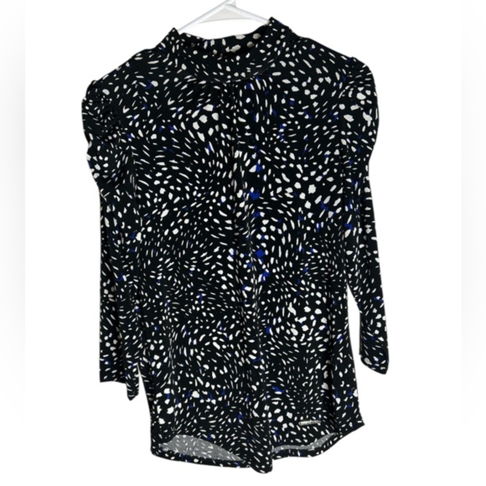 Adrienne Vittadino Black and White Patterned Women's Top Size: S 95%Polyester 5%